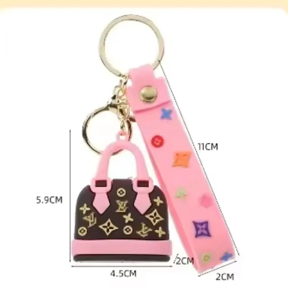 Brown & Black Silicone Monogrammed Luxury Handbag Keychain Handbag Purse Charm